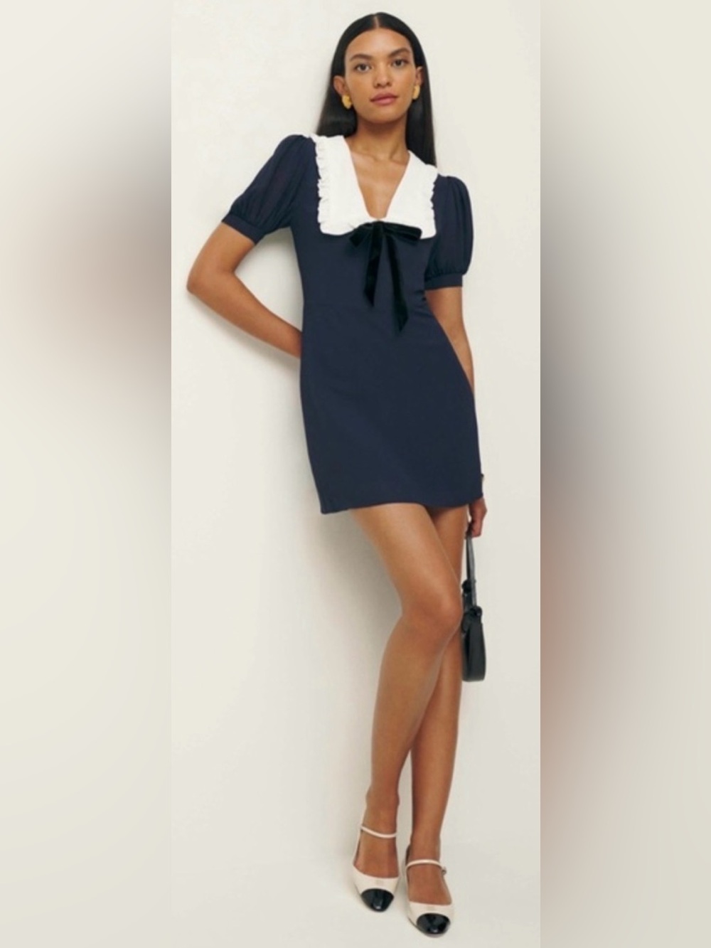 NWT Navy Reformation Kaylia Bow Mini Dress